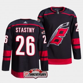 Paul Stastny #26 Carolina Hurricanes 2022-23 Authentic Home Black Jersey 25th Anniversary