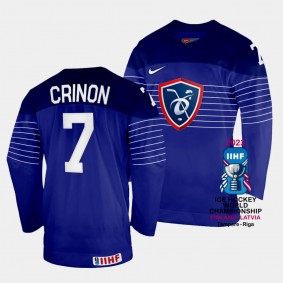 France 2023 IIHF World Championship Pierre Crinon #7 Blue Jersey Away