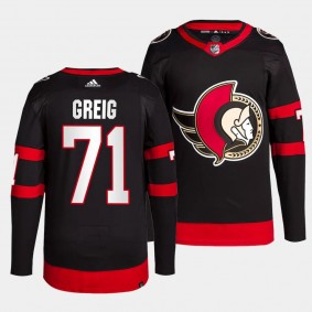 Ridly Greig Ottawa Senators Home Black #71 Primegreen Authentic Pro Jersey Men's