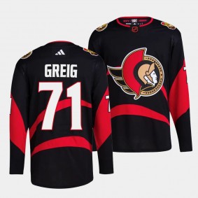 Ridly Greig Ottawa Senators Reverse Retro 2.0 Black #71 Primegreen Authentic Pro Jersey Men's