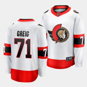 Ottawa Senators Ridly Greig Away White Breakaway Player Jersey Men's