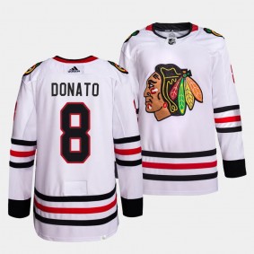 Ryan Donato Chicago Blackhawks Away White #8 Primegreen Authentic Pro Jersey Men's