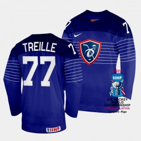 France 2023 IIHF World Championship Sacha Treille #77 Blue Jersey Away