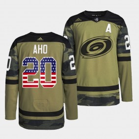 Military Appreciation Sebastian Aho Carolina Hurricanes Camo #20 Warmup Jersey 2023