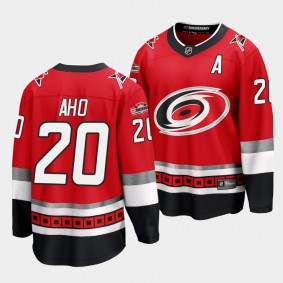 Carolina Hurricanes #20 Sebastian Aho 25th Anniversary Red Premier Jersey