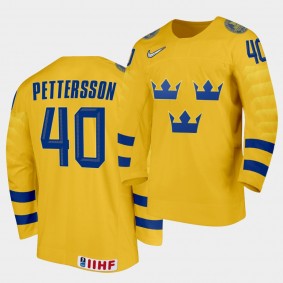 Elias Pettersson Sweden 2020 IIHF World Ice Hockey #40 Home Yellow Jersey