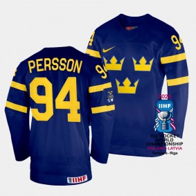 Joel Persson 2023 IIHF World Championship Sweden #94 Navy Away Jersey Men