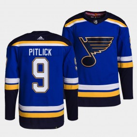 Tyler Pitlick #9 St. Louis Blues Authentic Primegreen Blue Jersey Home