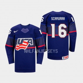 Hayley Scamurra IIHF USA Hockey #16 Blue Away Jersey Unisex