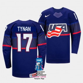 T.J. Tynan 2023 IIHF World Championship USA #17 Blue Away Jersey Men