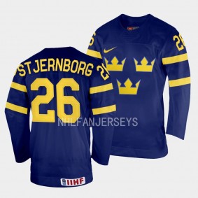 Sweden 2023 IIHF World Junior Championship Victor Stjernborg #26 Navy Jersey Away