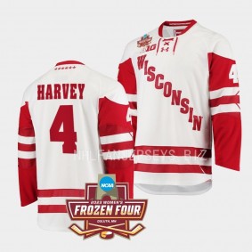 Caroline Harvey Wisconsin Badgers 7-Time National Champs White Womens Ice Hockey Jersey 4