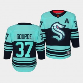 Seattle Kraken Yanni Gourde 2022 Special Edition 2.0 Ice Blue #37 Youth Jersey Retro