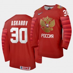 Russia Yaroslav Askarov 2020 IIHF World Junior Ice Hockey Red Away Jersey